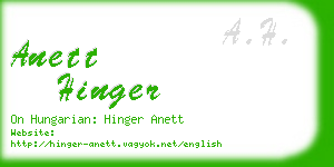 anett hinger business card